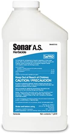 Sonar A.S. Liquid Aquatic Herbicide 1 Pint Systemic Weed Control for Duckweed, Watermeal, Hydrilla, Milfoil and More, EPA Approved, Safe for Fish