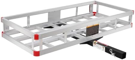 MaxxHaul 70108 Aluminum Cargo Carrier With High Side Rails- Trailer Hitch Mount For RV's, Trucks, SUV's, Vans, Cars With 2" Hitch Receiver - 500-lb Load Capacity, Grey, 49" x 22.5"