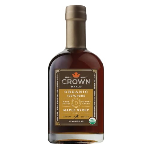 Crown Maple Organic 100% Pure Amber Color Rich Taste Maple Syrup, Flavor Marinades, Cocktails, Pancakes, Squash & Bacon, 12.7 Fl Oz