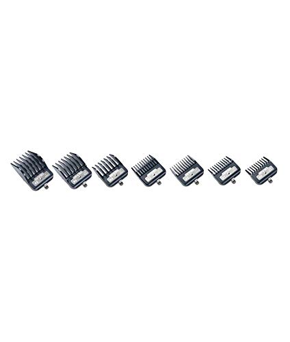 Andis Master Series Clipper Guard Comb Set, Fits ML, MLC, LCL & US-1 | 7-count metal-clip attachment combs, sizes 1/16in to 1in, easy to clean