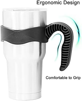 Tumbler Handle for 20 oz Yeti Rambler Cooler Cup, Rtic Mug, Sic, Ozark Trail Grip and more (20 Oz, Black)