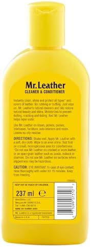 MR. LEATHER Cleaner & Conditioner, Restores & Protects All Leather, 8 oz | Made with Natural Oils, Hydrating & Water-Repelling Cream, Ideal for Leather Furniture, Sofa, Auto Interior, Shoes & Bags