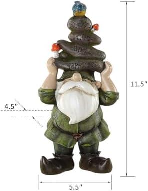 Garden Gnome Statue Outdoor Decorative Gnome Statue,Gnome Held Stones with His Head