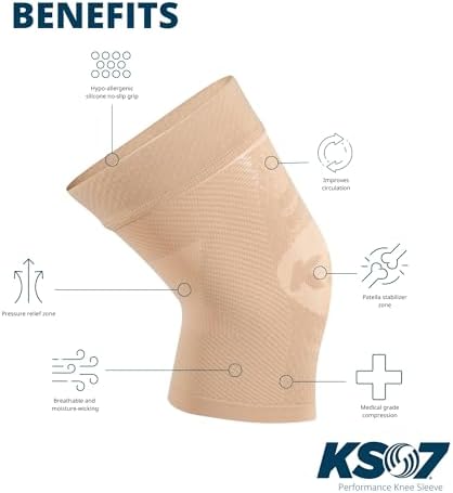 KS7 Performance Knee Brace with Compression Zone Technology–Stabilizing Knee Sleeve for Pain Relief, Patella Support, Running, Arthritis, Men & Women