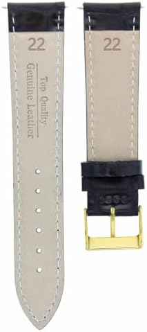 Ewatchparts 22mm Leather Watch Band Watch Strap Compatible With Invicta Pro Diver Watch Black With Gold Buckle