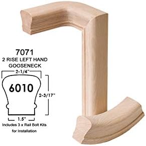 Red Oak 6010-8E 2-1/4 inch Width x 2-3/8 inch Tall Traditional Style Straight Wood Handrail for Stair Remodeling 8 feet Long