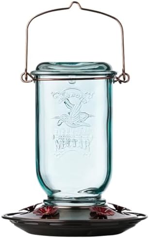 More Birds Mason Jar Hummingbird Feeder, Glass Hummingbird Feeders for Outdoors, 5 Feeding Stations, 25 Ounces