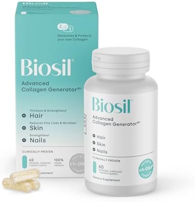 Biosil Collagen Booster Supplement - 120 Original Capsules - Patented ch-OSA Activator for Skin, Hair, Nails & Joints - Supports Natural Production - 60-Day Supply