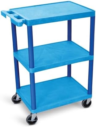 Luxor Multipurpose Storage Utility Cart 3 Shelves Structural Foam Plastic - Red