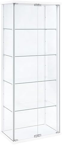 Coaster Home Furnishings - Delphinium - Glass - 4-Shelf Curio Cabinet with Wood Top and Base, Two Doors, and Chrome Hardware - Living Room - 64-Inch - Black - 950170