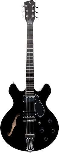 Stagg 6 String Hollow-Body Electric Guitar, Right, Full (SVY 533 BK),Black