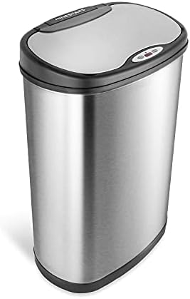 Ninestars Two-Piece Automatic Trash Can Combo Set, 13 Gal (50L) & 3 Gal (12L) Touchless Motion Sensor Garbage Cans with Odor-Sealing Lids