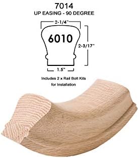 Red Oak 6010-8E 2-1/4 inch Width x 2-3/8 inch Tall Traditional Style Straight Wood Handrail for Stair Remodeling 8 feet Long