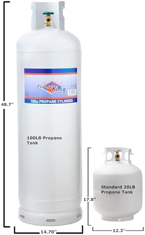 Flame King 100LB (23 Gal) Steel Propane Tank Cylinder with POL Valve and Collar, Great for Mixed Heating Systems, Home fireplaces, Dryers and Grills