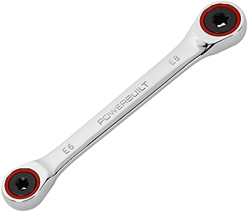 Powerbuilt E10/E12 Ratcheting Double Box-End E-Torx E-Star Wrench, 72-Tooth Ratcheting Wrench with 5-Degree Swing for Tight Spaces - 641760