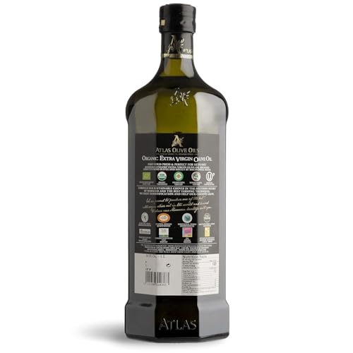 Atlas Organic Extra Virgin Olive Oil, Moroccan, High Polyphenol, 750 mL | Cold Pressed EVOO With High Smoke Point, Trusted By Award-Winning Chefs, One Family Farm, Polyphenol-Rich & Smooth Finish