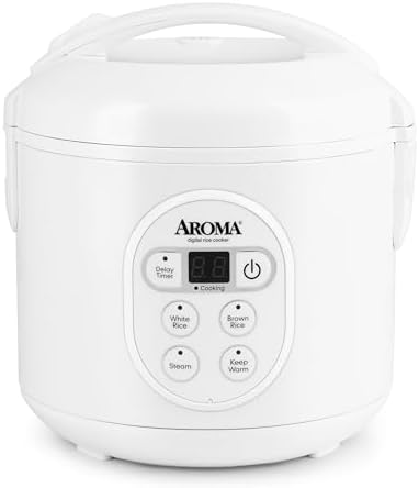 Aroma Housewares 8-Cup (Cooked) (4-Cup UNCOOKED) Digital Rice Cooker and Food Steamer (ARC-914D),White