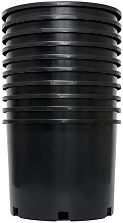 Pro Cal HGPK5PHD Round Circle 5 Gallon Wide Rim Durable Injection Molded Plastic Garden Plant Nursery Pot for Indoor or Outdoor (Set of 5)