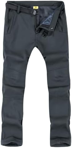 TBMPOY Men's Snow Ski Hiking Pants Waterproof Winter Fleece Lined Pants Camping Skiing Ice Fishing Pants with Belt