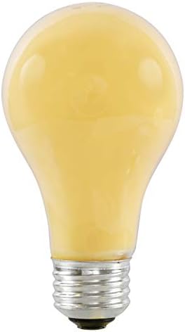 Sylvania A19 Incandescent, 100W Yellow Bug Light, 120V, 2 Pack
