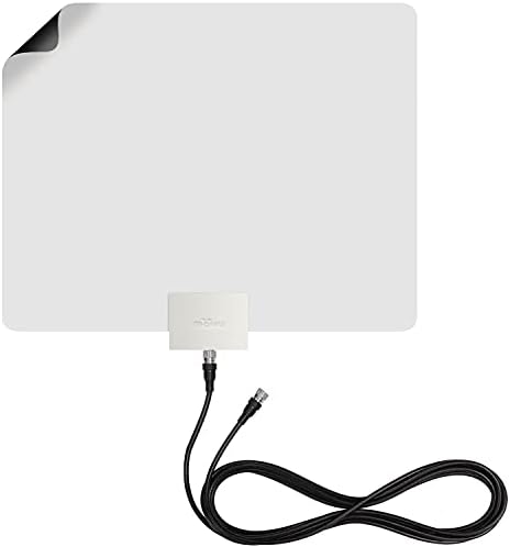 Mohu Leaf Plus Paper-Thin Indoor TV Antenna, Amplified, UHF VHF, 60-Mile Range, Multi-Directional, 4K 8K UHD, NEXTGEN TV - w/ 12 ft. Cable