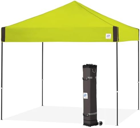 E-Z UP Pyramid Instant Shelter Canopy Pop Up Tent, 10' x 10' with Wide-Trax Roller Bag & 4 Piece Spike Set, Royal Blue