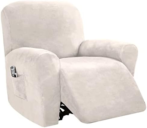 PrinceDeco Recliner Chair Cover Velvet Stretch Recliner Couch Covers 4-Pieces Style Recliner Chair Covers Recliner Cover for Reclining Chair