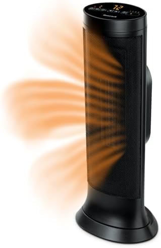 Honeywell Slim Ceramic Tower Heater, Small Room, Black – Easy to Use – Slim Space Heater with Two Heat Settings | Easy to Use – Slim Space Heater with Two Heat Settings