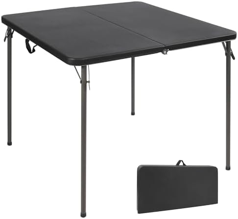 REDCAMP 34" Square Folding Card Table with Resin Top, Portable Fold in Half Small Card Tables with Collapsible Legs for Adults Indoor Outdoor Use