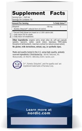 Nordic Naturals CoQ10 Ubiquinol, 100 mg, Heart & Brain Health - 60 Count | Supports heart health
