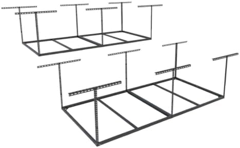 FLEXIMOUNTS 4x8 Overhead Garage Storage Rack, Without Decking, Black