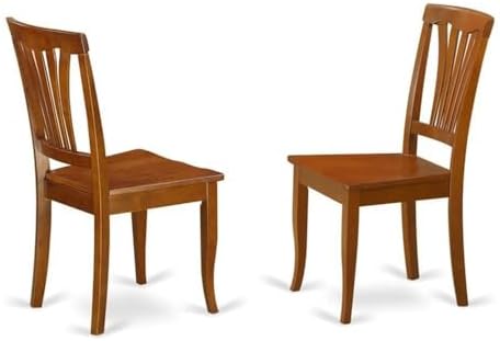 East West Furniture AVC-SBR-LC Avon Dining Chairs - Faux Leather Upholstered Wood Chairs, Set of 2, Saddle Brown