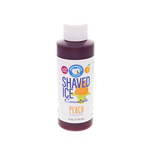 Hypothermias Shaved Ice and Snow Cone Syrup Unsweetened Flavor Concentrate - 4 Fl Oz - Makes 1 Gallon of Ready to Use Syrup - Peach - Must Add