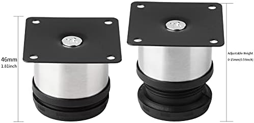 Pack of 4 Furniture Cabinet Adjustable Stainless Steel Round Kitchen Feet，Furniture Leg for DIY Furniture, Sofa Table Cabinets Shelves 50 x 50mm