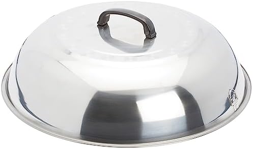 Winco 13 3/4" Stainless Steel Wok Cover | Great for Covered Cooking, Heat Retention, Stir Fry and Kitchen Prep