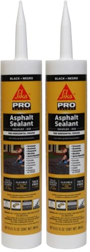 SIKA Sikaflex-410 Asphalt Sealant, Black, Self-Leveling Hybrid Sealant for Filling Cracks in Asphalt Driveways, Roadways