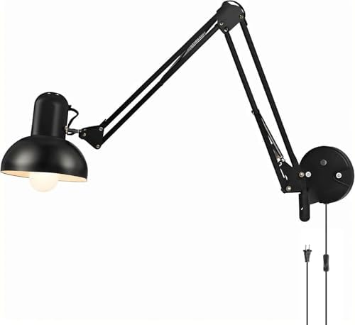 Black Industrial Swing Arm Wall Light Nordic Adjustable Long Arm Wall Sconces Lamp Metal Double-arms Folding Architect Work Wall Mount Lighting for