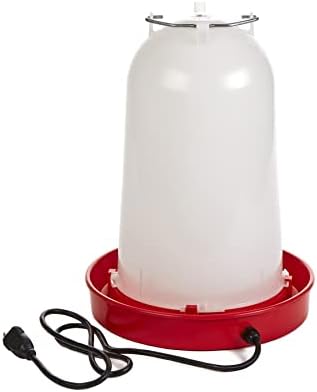 API 3 Gallon Heated Chicken or Bird Waterer with Overheating Protection, Galvanized Steel Handle, and Easy to Fill Funnel Design, White