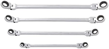 Steelman Pro Flexible Double Box-End Universal Spline Reversible Ratcheting Wrench Set, 72-Tooth Mechanism, 4-Piece SAE