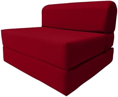 D&D Futon Furniture Sleeper Chair Folding Foam Bed, Portable Studio Guest Sofa Beds 6 x 36 x 70 Red
