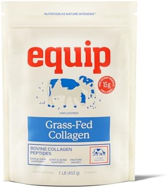 Equip Foods Grass Fed Collagen Powder | Hydrolyzed Bovine Collagen Peptides with Amino Acids | Prime Beef Collagen for Healthy Joints, Skin & Nails | Non-GMO, Paleo Friendly | 30 Servings, Unflavored