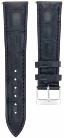 Ewatchparts 19mm Dark Blue Leather Watch Band Replacement Watch Strap Silver Buckle Compatible With Invicta Pro Diver