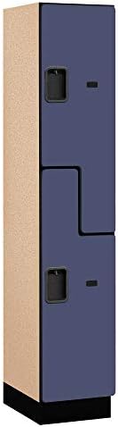 Salsbury Industries 2-Tier S-Style Extra Wide Designer Wood Locker with One Wide Storage Unit, 6-Feet High by 18-Inch Deep, Mahogany