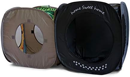 Home Sweet Home Pop Up Cat Cube. A Collapsible Indoor Cat House. Covered Pet Bed Hideaway Cave for Dogs and Other Pets Too