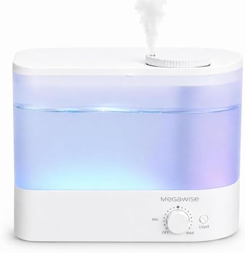 MEGAWISE 1.5L Cool Mist Humidifier for Bedroom, 25dB Quiet