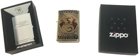 Zippo Custom Lighter - Ann Stokes Artist Dragon w/Scales Design High Polish Brass