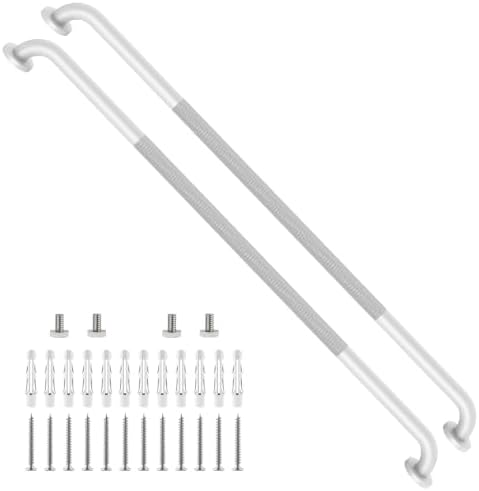 40 Inch Brushed Nickel Shower Grab Bar Anti-Slip Knurled Grip,Safety Handle | YuanDe 1.25" Diameter Stainless Steel Bathroom Grab Bars, Handicap Injury Elderly Senior Assist Support Shower Handle-2Packs