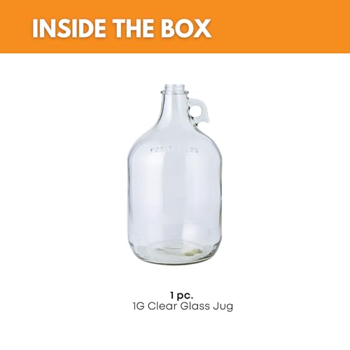 1 Gallon Glass Jug | 128 oz Clear Container Without Stopper or Cap | Reusable Glass Water Jug for juice, oils, syrups and liquid detergent, with a sturdy handle for storage | Laundry container