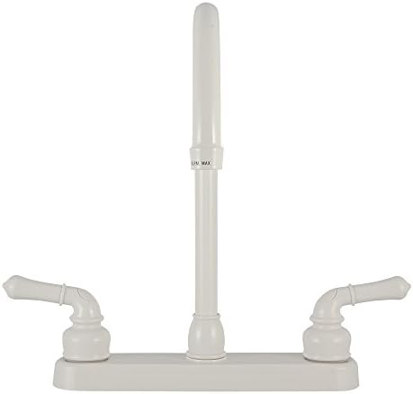 Dura Faucet DF-PK330HC-SN RV J-Spout Kitchen Sink Faucet (Satin Nickel) | Tall spout clears big pots; dual levers fine-tune water flow. Brushed Satin Nickel.