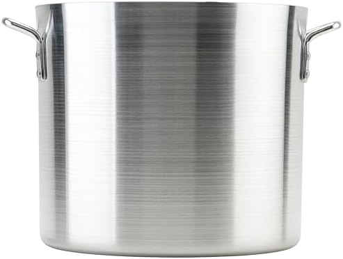 Winco 20 qt Aluminum Heavy-Duty Stock Pot | Thick walls, Riveted handles, Wide base, Great for Stocks, Soups, Pasta and Batch Cooking